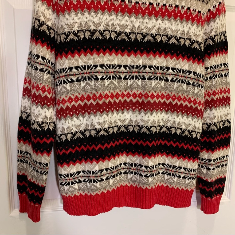 Crystal Kobe Red Black Cream Button Up Sweater L - image 6